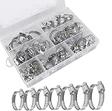 Edelstahl Schlauchschellen, Sweetone 60 Stücke Schlauchschellen Set, Edelstahl Einstellbare Rohrschellen8-38mm, 7 Größen, Schlauchklemmen Für Kraftstoffpumpe, Haus Gas Rohr, Pool, W
