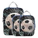 Travel Bag Organizer Fast Soccer Ball Through Broken Glass Luggage Bags For Travel Expandable Suitcase Organizer Bags Set For Carryon Luggage, Travel (set Of 3)