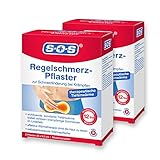 SOS Regelschmerz-Pflaster, angenehme Wärme zur Schmerzlinderung bei Krämpfen, wohltuende und konstante Tiefenwärme bei Schmerzen während der Menstruation, je 20 x 9,5 cm, 2 x 2