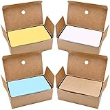 400 Stück Blanko Papier Karten, Bunte Nachrichtenkarte, Wort Memory Mitteilungs Karten, Karteikarten Gedächtnis Lernkarten für Schule (Weiß/Braun/Gelb/Blau)