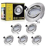 Bojim LED Einbaustrahler 230V GU10 Warmweiß 2800K, 6x 6W 600lm Deckenspot, 30° Schwenkbar Einbauleuchten Ersetzt 54W Halogen Deckeneinbauleuchte Deckeneinbaustrahler Rund Metall mit Hohe CRI 82R