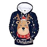 BGUK Kapuzenpullover Herren Weihnachten Lustige Hoodies Sweatshirt, Unisex Langarm Pullover 3D Neuheit Gedruckt Paar Pullover Warme Ob