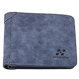 KISSFRIDAY PU Leder Trifold Wallet für Männer Slim Minimalist Wallet Kreditkarteninhaber,Horizontal blau,9,8 * 11 * 1,5