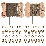 PandaHall Elite 2 Blätter 5m / Blatt Eisen Twisted Ketten Panzerketten Halsketten mit 100 Stück 4mm Biegeringe und 20 Stück Messing Karabinerverschlüsse für DIY Schmuckherstellung, antike B