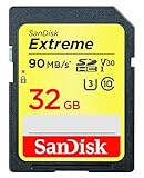 SanDisk Extreme 32GB SDHC Memory Card up to 90MB/s, Class 10, U3, V30