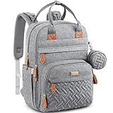 BabbleRoo Baby Wickeltasche/Rucksack, Wickelrucksack lässige Wickeltaschen, Multifunktional Große Kapazität Babytasche Reiserucksack mit Wickelauflage & Schnullerhalter (grau)