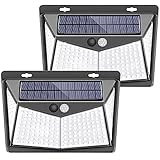 Prime Garten Solarlampe mit Bewegungsmelder 2 Stück - Solarleuchte Außenlampe mit 208 LED Lichtern und Bewegungssensor - Gartenlampe Wandleuchte - ABS - 15,5 cm x 5,6 cm x 11 cm - Schw