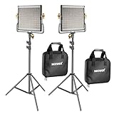 Neewer 2 Pack Dimmbare Bi-Farbe 480 LED Video Lichtstand Beleuchtung Kit: 3200-5600K CRI 96+ LED Panel mit U Halterung 78,7 Zoll Lichtstand für YouTube Studio Fotografie V