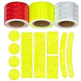 Weidebach® Reflektorband Selbstklebend 3 Rollen à 4,5cm x 3m inkl. 10er Sticker-Set, Sicherheit im Dunkeln mit Reflektorklebeband, Reflektor Tape für Mensch & Fahrzeug