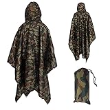 Yesloo 3-in-1 multifunktionaler extra Langer wasserdichter Poncho, Unisex-Regenmantel, Zeltbodenmatte, Sonnenschutzplane, wasserdichter Tarnmantel für Picknick im Freien, Camping, Jagd (Tarnung)