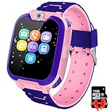 PTHTECHUS Kinder Spiel Smartwatch Telefon - Kinderuhr mit Rechner 7 Arten von Spiel Digitalkamera Wecker, Smart Watch mit Musik-Player, Geschenke für Jungen und Mädchen Studenten (Pink)