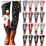 Lomelomme Damen Bedruckte Leggings Weihnachten Gedruckte Elastische Allgleiches Weihnachten Printed Leggings Elastische Leggings Freizeithosen Stiefel Hosen R