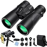 Fernglas 12x42 HD Binoculars für Erwachsene und Kinder Wasserdicht Ferngläser mit Smartphone-Adapter, Stativ und Aufbewahrungstasche, Kompakt Teleskop für Vogelbeobachtung Wandern Jagd Sport R