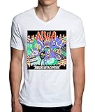 NWA Straight Outta Compton Cartoon Design Men's V-Neck T-Shirt Larg