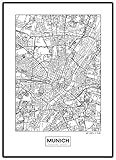 Stadtposter Minimalistic Stadtplanen Poster - Berlin, Hamburg, Munich, Frankfurt, Cologne (Munich)