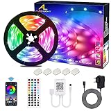 ALED LIGHT 5M LED Strip RGB SMD 5050 150 LEDs Bluetooth LED Streifen, LED Band, 12V Netzteil & 44 Key Fernbedienung, Smart App Steuerung LED Stripes Lichtband Leiste Band Beleuchtung