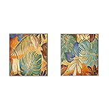 Amerikanisches Wohnzimmer Blatt dekorative Malerei Wandkunst einfache und schöne Kombination Retro Restaurant Leinwand Posterdruck 40x40cmx2