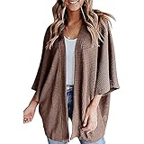 Damen Lange Strickjacken, lässig, weich, übergroß, lange Ärmel, vorne offen, einfarbig, Mantel, coffee, XX-Larg