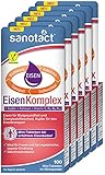 sanotact Eisen Komplex Mini-Tabletten • 6x100 Mini Eisentabletten Vegan • Mit Eisen hochdosiert, Kupfer, Folsäure, Vitamin C, B2, B6, B12 • Sofortwirkung bei Eisenmang