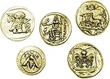 Antike Griechische Münzen - Vergoldetes Metall - Reproduktion antiken Tetradrachme - Set 5 Stück