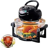 Fritteusen, Fritteuse ölfrei, 13l 6in 1 Deluxe Schwarz & Glas Heißluftfritteuse Fritteuse Fettfrei Frittieren Gesunder Halogenkocher + Zubehör Ink