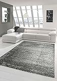 Shaggy Teppich Hochflor Langflor Teppich Wohnzimmer in Uni Design Silber Grau Größe 140x200