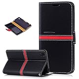 Kompatibel mit Sony Xperia XA Hülle,PU Lederhülle Flip Hülle im Bookstyle Ständer Wallet Soft Silikon Magnetverschluss Kunstleder Handy Hülle Tasche Handy Tasche Schutzhülle für Sony Xperia XA,Schw