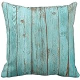 Violetpos Kissenhülle Deko Türkis Holz Teal Scheunen-Holz Sofa Zierkissenbezug Auto Zierkissenbezüge Kissenbezüge Bettwaren & Bettwäsche Kopfkissen Kissen 45 x 45