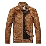CFWL Plus Samt Herren Pu-Ledermantel EuropäIsche Und Amerikanische Lederjacke Herrenjacke Gelb XXXL Punkteherrenhemd Hoher Kragenstegherrenhemd Schwarz BaumwolledüNnes H