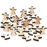 Logbuch-Verlag 30 Mini Holzengel Natur braun - Streudeko Tischdeko kleine Engel aus Holz 2 cm - Weihnachtsdeko zum S