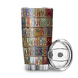 Wmeyiseyiy Bücherregale 20oz Edelstahl Thermobecher Doppelwandiger Vakuumisolierte Reise Fläschchen Kaffeetassen mit Deckel Trinkbecher Wasserflaschen Auslaufsicher Tumbler Teetasse Tasse White 30