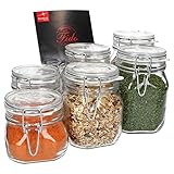 MamboCat 6-TLG. Set Fido Gläser mit Bügelverschluss I Einmachglas Drahtbügel in 3 Größen I Bügelglas 750ml - Vorratsglas 500ml - Drahtbügelglas 1l I Vierkant Glasbehälter zur Aufbewahrung