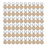 HUAHUA JUSU Store 60 stücke Leere runde holzschlüsselkette DIY Holz schlüsselanhänger schlüsselanhänger können tiy Geschenke gravieren (Color : Silver Wood Color)