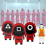 JGHJ 20 PCS Squid Game Sticker, 2021 TV Squid Game Soldier Cosplay Sticker, Squid Game Decal, Masked Man Cartoon Character Stickers, Squid Game The Same Cartoon Sticker (20 PCS / 5 Set)