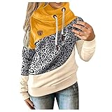 Kapuzenpullover Damen Casual Contrast Splice Langarm Hoodie Sweatshirt Strap Tops Pullover Kontrastnähten Kordelzug Kapuzenpulli Ob
