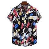 SSBZYES Herrenhemden Kurzarmhemden Herren T-Shirts Cardigan Herren Baumwolle Leinen Bedruckte Kurzarmhemden Lässige Oberteile Hemden in großen Größ