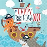 Amscan 9904649 - Servietten Ahoy Birthday, 16 Stück, 33 x 33 cm, Partygeschirr, Kindergeburtstag