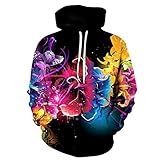 YDyun Herren Sweatjacke Kapuzenjacke mit Kapuze Pullover mit Kapuze Kapuzen-Sweatshirt mit Rosenblü