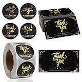 600 Stück Dankeskarten und Aufkleber, 100PCS Goldfolie Thank You for Supporting My Small Business Karte 500 Stück 1.5” Danke Stickers für Klein Unternehmern Verkäufer Verpackung I