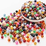 HERZWILD perlen zum Auffädeln ca.750pcs Bunte bastelnperlen Acryl Perlen kunstperlen f.schmuckherstellung DIY halsketten Armband (8mm)