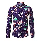 PPangUDing Weihnachtshemd Herren Vintage Einreiher 3D Digitaldruck Stehkragen Langarmshirt Freizeithemd Hawaiihemd,2019 Neue Slim Fit Outdoor Wild Lustig Christmas Businesshemd Top