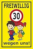 Melis Folienwerkstatt Schild - Freiwilllig 30 km/h - 45x30cm | 3mm Aluverbund - S00040-012-C - 20 V