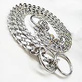 KIFFAY 3,0 mm Edelstahl Hundehalsband P Kette Zwei Seiten Polierte Haustierhalskette Metallkette Hundetraining Eisenhalsbänder Hundeleine Lead(Edelstahl,3.0mmx45cm)