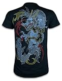 Ako Roshi Herren T-Shirt Gin Ryu - Silber-Drachen Kampfsport Tattoo Japan MMA (Schwarz M)