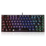 Z-88 Kleine Mechanische Gaming Tastatur, RGB Beleuchtete, Outemu Braune Schalter, Kompakte TKL 81 Tasten mit LED-Beleuchtung US-Layout Keyboard, Schwarz (QWERTY)