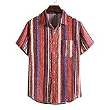 Hemd Herren Druck Kurzarm Kent Kragen Shirt Herren Hawaii Urlaub Sandstrand Ethnischer Stil Tops Herren Leicht Atmungsaktiv Schnelltrocknend Sommer Shirt H