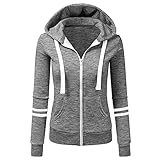Sunggoko Damen Hoodie Sweatjacke: Übergangsjackemit Große Größe Gefüttert Kapuze Sweat Jacke Kapuze Fleece Kordelzug Zipper Herbst und Winter 12