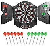 Elektronische Dartscheibe Electronic Dartboard mit 4 LCD-Anzeige und Ladeadapter, 27 Games with 216 Variations Dart Board Electronic Dartboard E Dartboard (Schwarz)