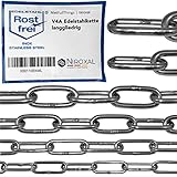 NietFullThings 50-cm = 0,5-Meter 3-mm Starke Edelstahl-Kette V4A Lang-gliedrig am Stueck Anker-Kette DIN 5685 DIN 763 Meterware rostfrei NIRO INOX Gliederkette Absperrkette Bojenkette 0,5