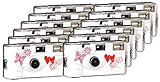 TopShot Love Hearts red Einwegkamera / Hochzeitskamera (27 Fotos, Blitz, 12-er Pack)